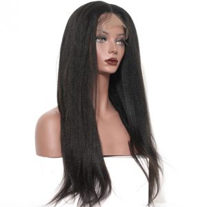 Yaki Lace Front Wigs Brazilian Human Hair Natural Color Unprocessed 150% Density wigs No Shedding Pre-Plucked Natural Hair Line Bleached Knots - Image 2