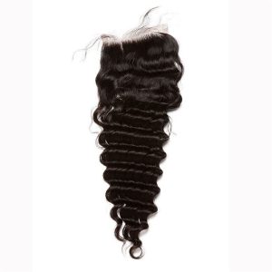 HD Lace Closure Weave Brazalian Remy Hair Deep Wave Free Part Lace Closure 4X4 inchs Natural Color - Image 4