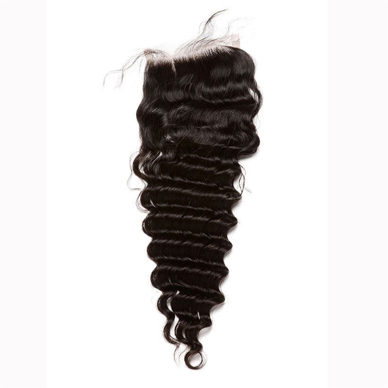 HD Lace Closure Weave Brazalian Remy Hair Deep Wave Free Part Lace Closure 4X4 inchs Natural Color - Image 4