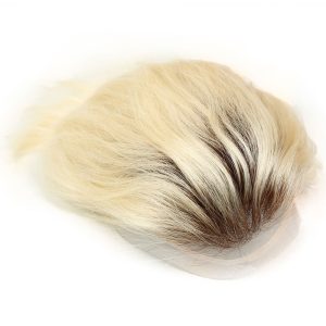 Toupee for Men with Transparent Swiss Lace with PU Around 10x8 Brazilian Human Hair Straight Hair Pieces for Men #60 Platinum Blonde - Image 8