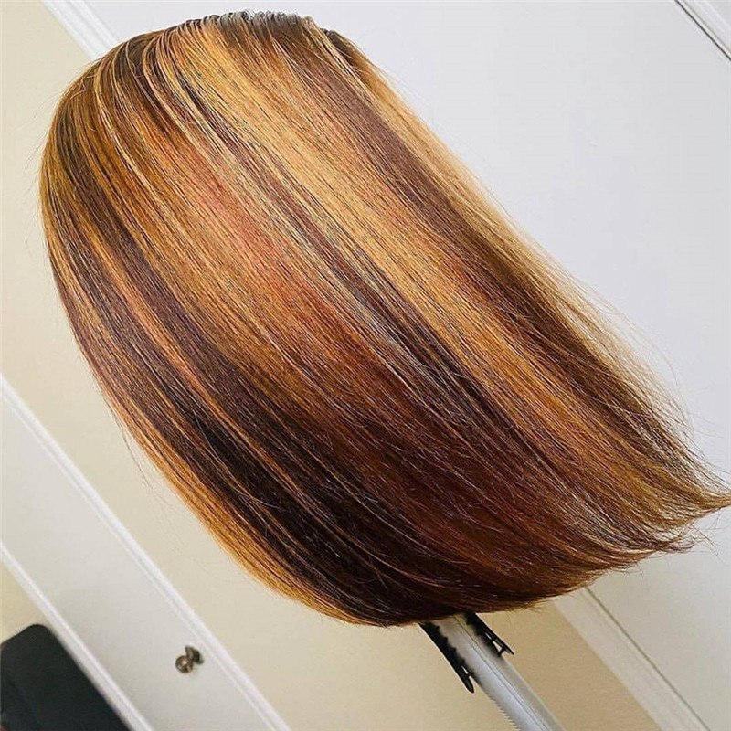 Straight Highlight Wig Short Bob Wig Honey Blonde 13x4 Lace Front Wigs For Black Women 8-16inch Bob Wig Brown Colored Wigs - Image 3