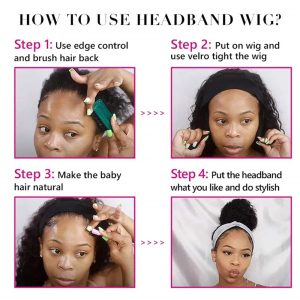 Headband Wigs Human Hair Deep Wave 16 Inch wigs Glueless Headband Wig Deep Wave None Lace Front Wigs Machine Made 150% Density Wigs Curly Hair - Image 5