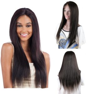 Silk Straight Brazilian Remy Hair Long Human hair wig Lace Front Wigs For Black Women Length 12inch