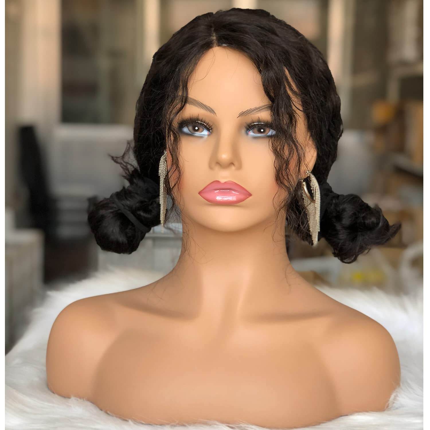 Realistic Female Mannequin Head with Shoulder Manikin PVC Head Bust Wig Head Stand with Makeup for Wigs Display Making,Styling,Sunglasses,Necklace Ear - Image 23