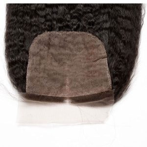 Natuural Color Kinky Sraight Brazalian Remy Hair Silk Base Lace Closure 4x4inchs For Sale - Image 3