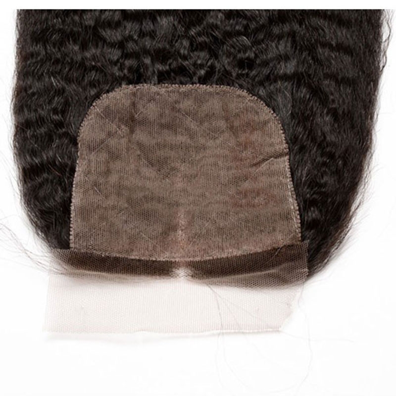 Natuural Color Kinky Sraight Brazalian Remy Hair Silk Base Lace Closure 4x4inchs For Sale - Image 3