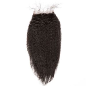 Kinky Straight Peruvian Remy Hair Free Part Lace Closure Sew In 4x4 inchs Natural Color - Image 4