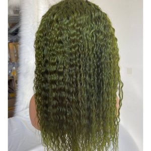 Transparent Lace Dark Green Wig Deep Curly Brazilian Hair Wigs For Women Wig Green Glueless Lace Front Human Hair Wigs - Image 5
