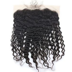 13x6 Full Lace Frontal Closure 150% Density Deep Wave Free Part Brazilian Human Hair Full Lace Closure Bleached Knots with Baby Hair Natural Co - Image 3