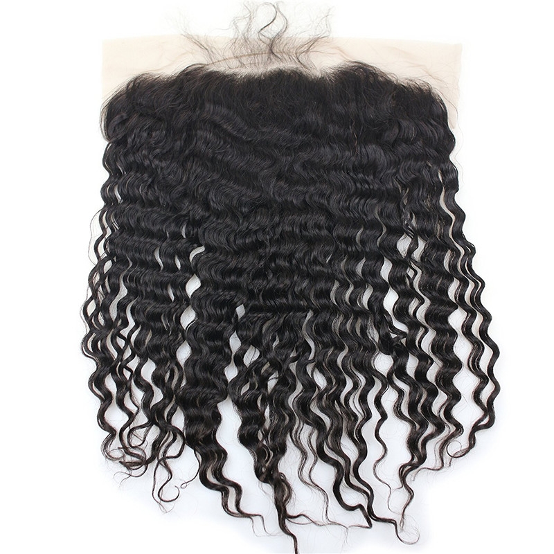 13x6 Full Lace Frontal Closure 150% Density Deep Wave Free Part Brazilian Human Hair Full Lace Closure Bleached Knots with Baby Hair Natural Co - Image 3