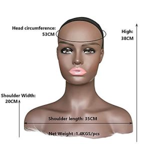 Alternative view of Realistic Female Mannequin Head with Shoulder Manikin PVC Head Bust Wig Head Stand with Makeup for Wigs Display Making,Styling,Sunglasses,Necklace Ear