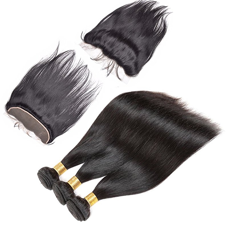 3 Bundles Hair Weave Silky Straight Hair Brazilian Frontal Lace Closure 13X4 - Image 4