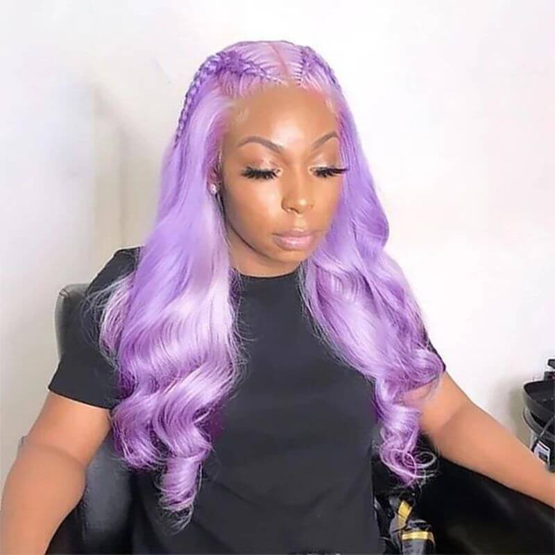 Ombre Purple HD Lace Frontal Wig Straight Colored Human Brazilian Hair Wigs For Women Pre Plucked Straight Glueless Wig