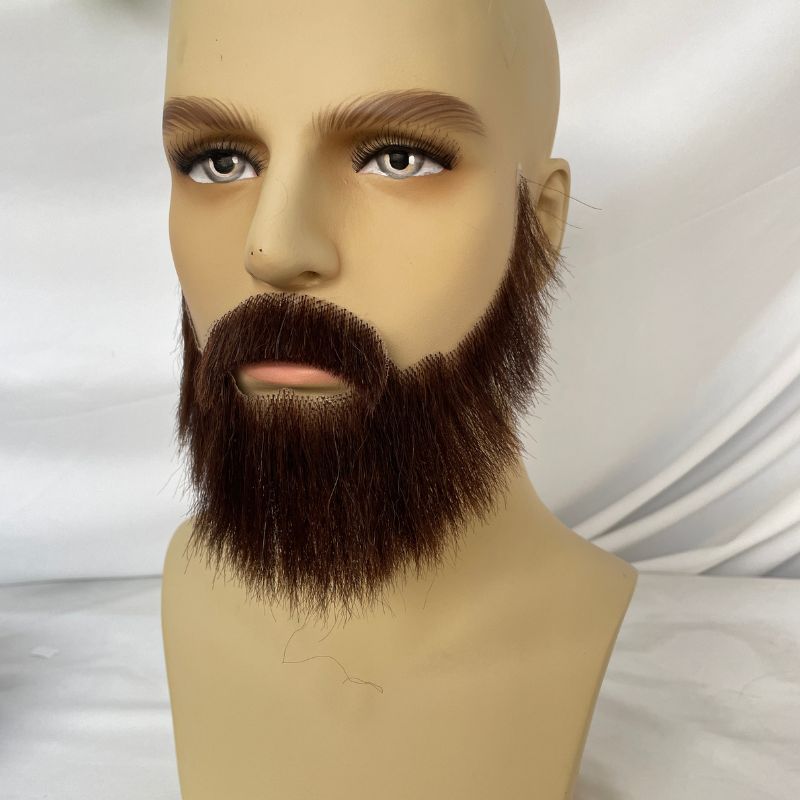 Big Fake Beard Swiss Lace Fake Beard And Moustache Real Human Hair Handmade Light Beard For Men Invisible Beards For Man - Image 2
