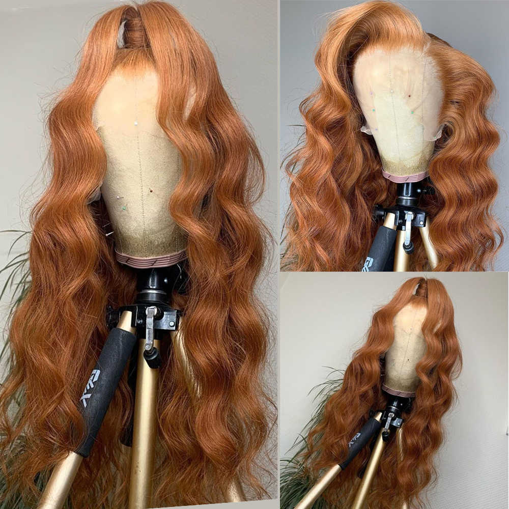 Body Wave Ginger Colored Wig Lace Front Human Hair Wigs Brazilian Remy Hair 13x4 Transpare Lace Front Wig Brown Human Hair Wig - Image 2