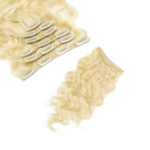 Clip In Hair Extensions Brazilian Hair Body Wave Remy Hair #613 Colored Hair Hxtensions - Image 5