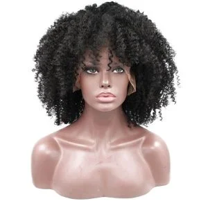 Alternative view of Super Tight Lace Front Human Hair Wigs Natural Hairline Afro Kinky Curly Human Hair Wigs 150% Density Bleached Knots Pre-Plucked Natural Hair Line