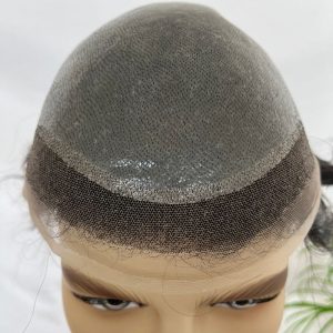 Men's Toupee PU Base With Frontal Swiss Lace Net 100% Virgin Human Hair Hairpieces Replacement System For Men 10x8 "Base Size - Image 13