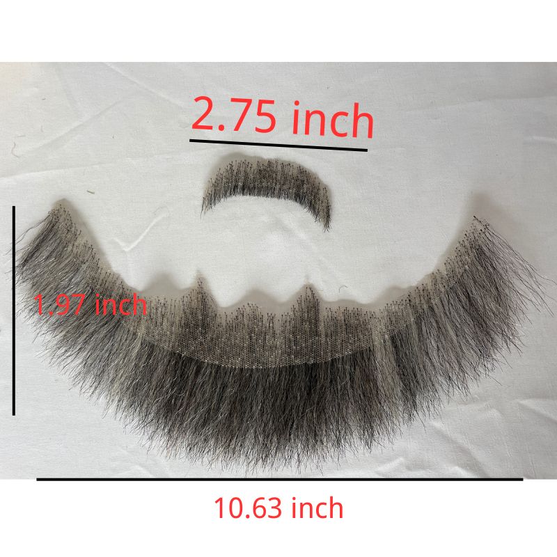 Fake Beard Swiss Lace Fake Beard And Moustache Real Human Hair Handmade Light Beard For Men Invisible Beards For Man Grey Color - Image 7