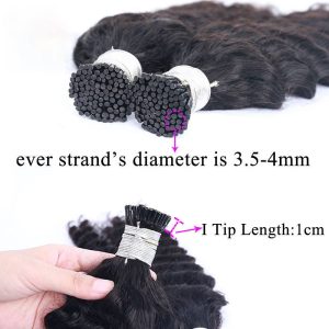 Kinky Straight I Tip Hair Extensions 100% Brazilian Virgin Human Hair Corase Yaki Straight Blow Out I Tip Microlinks Pwigs - Image 3