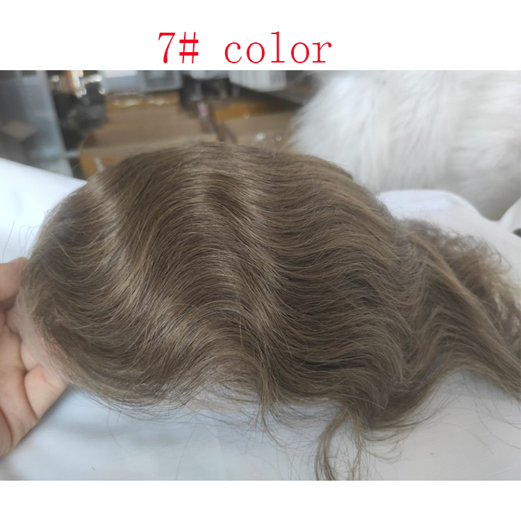 Toupee for Men 100% Human Hair Swiss Lace Front Hair Pieces PU V-looped Men's Hair Replacement System 1B Mixed 80% Grey Hair - Image 36
