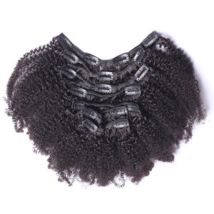 Clip In Human Hair Extensions 4B 4C Afro Kinky Curly Brazilian Non Remy Hair Full Head 7 Pcs Natural Color Hair - Image 3
