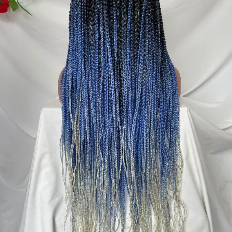 9x6 Lace Ombre Wigs 36 Inch double Lace Front Box Braided Wigs Knotless Lace Frontal Wig Synthetic Black Hand Braided Cornrow Braids Wigs With Baby Hair - Image 4