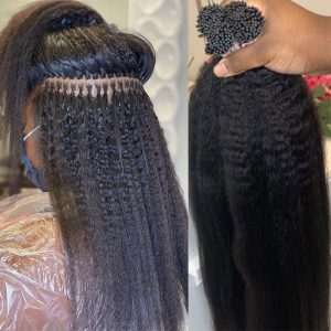 Kinky Straight I Tip Microlinks Hair Extensions 100% Human Virgin Hair Weave Bundles Brazilian I Tip Hair Extensions Pwigs - Image 3