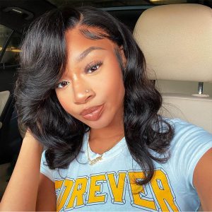 New Body Wave HD Lace Frontal Wig Short Wavy Glueless Wig 150% Density Pre Plucked