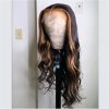 Brazilian Hair Lace Front Natural Wave Blond Streak Highlight Wig