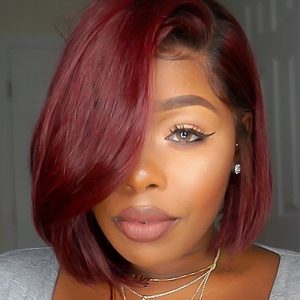 Brazilian Remy Hair Ombre Red #2/99J Bob Lace Wig With Human Hair - Image 2
