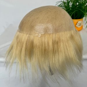Men Wigs Human Hair Toupee Thin Skin Pu Male Wig Hair Prosthesis Men Toupee Hair 8x10inch Replacement System Remy Hair Pieces 613 Blonde - Image 5