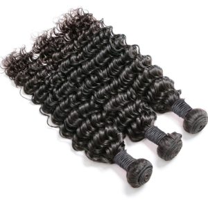 8a Deep Curly Wave 3 Bundles with Lace Frontal Closure 13×4 Ear to Ear Frontal with Bundles Bleached Knots Unprocessed Brazilian Deep Wave Hair - Image 3