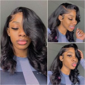 New Body Wave HD Lace Frontal Wig Short Wavy Glueless Wig 150% Density Pre Plucked - Image 5