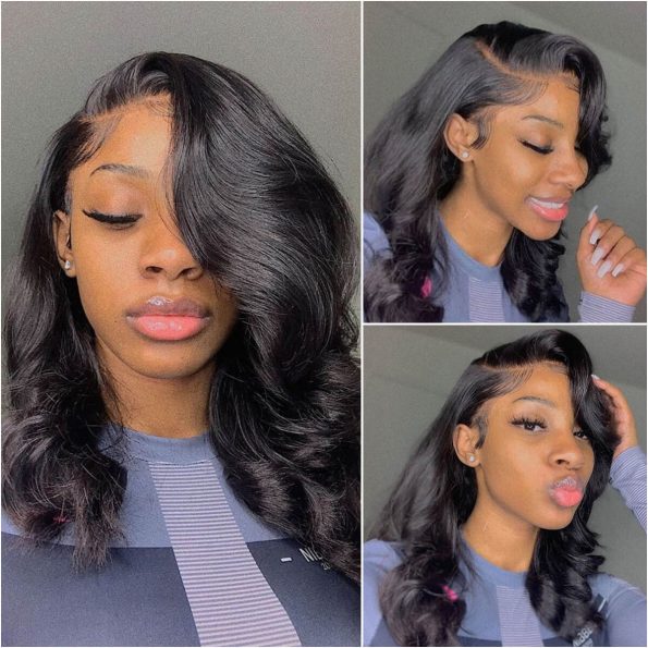 New Body Wave HD Lace Frontal Wig Short Wavy Glueless Wig 150% Density Pre Plucked - Image 5