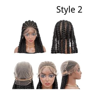 Alternative view of Full Lace Braid Wigs 36 Inches Long For Black Women  Braids Lace Wigs Synthetic Hair