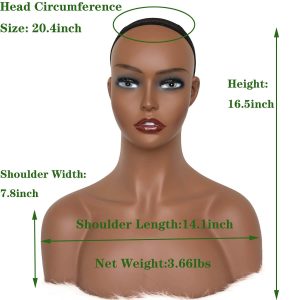 Realistic Female Mannequin Head with Shoulder Manikin PVC Head Bust Wig Head Stand for Wigs Display Making,Styling,Sunglasses,Necklace Earrings - Image 12