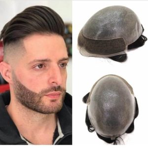 Hairpiece Men'S Toupee Lace front Hair Replacement System Bleach Knot Natural Hairline Hairpiece Thin Skin Black Human Hair Poly Toupee