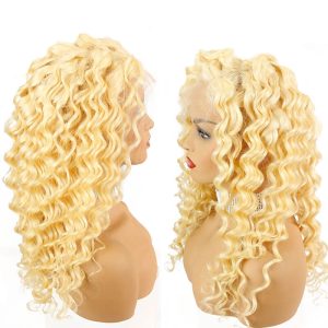 Deep Wave Color #613 Human Hair Lace Wigs Pre Plucked Natural Hair Line Natural Baby Hair Around Brazilian Hair (22inch) - Image 3