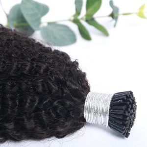 Alternative view of Double Drawn Russian Real Human Hair Micro 4B4C Afro Kinky Curly Virgin Remy I Tip