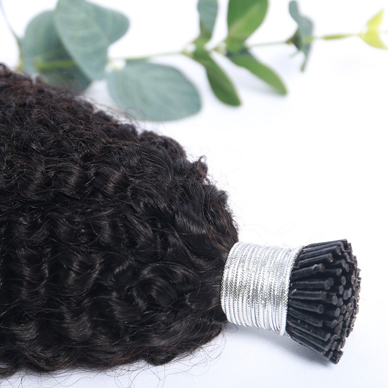 Double Drawn Russian Real Human Hair Micro 4B4C Afro Kinky Curly Virgin Remy I Tip - Image 2