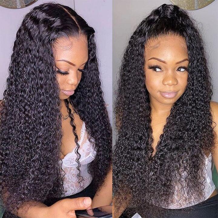Lace Front Wig Curly Brazilian Human Hair 180% Density Kinky Curly Wigs For Black Women Black Color Kinky Curly 13X4 Lace Front Wig 150% Density Virgin Human Hair Wigs - Image 3