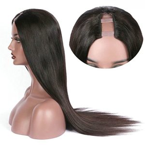 U Part Wigs Human Hair For Black Women Silky Straight Middle Part 1x4 U Parting Brazilian Remy Hair Natural Color - Image 4
