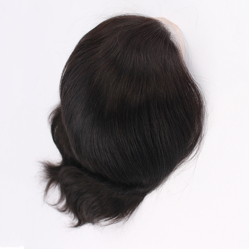 Men's Toupee Human Hair Straight Monofilament Net Base Thin Skin Around with Combs Toupee for Men 1B Color - Image 5