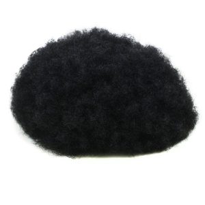 Human Hair Afro Curly Mens Toupee Hairpiece Wig Base with Hard PU Reforced Size 10x8 inch #1B Off Black - Image 9