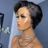 Short Pixie Cut Wig Short Bob Hair Wigs J part Transparent Lace Human Hair Wigs 150 Desnity Remy Hair For Women