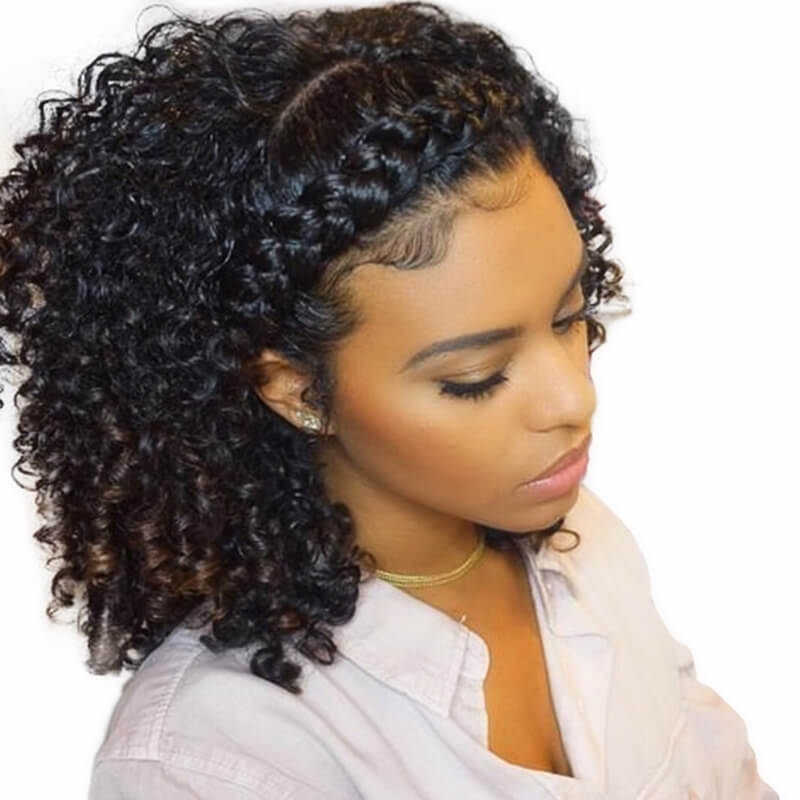 Human Hair Full Lace Wigs Glueless Full Lace Wig Brazilian Hair Natural Black Kinky Curly Hair With Natural Baby Hair Bleached Knots
