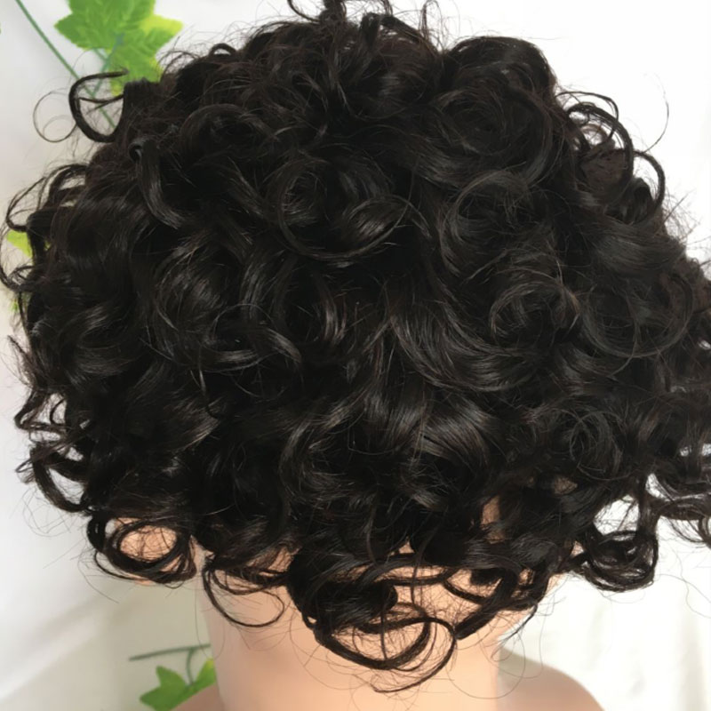 Pwigs 100% Human Hair Toupee for Men HairPieces Men Wigs Curly Hair Lace Frontal Mono Lace Top 8*10 20MM Man Hair Toupee Natural Black - Image 7