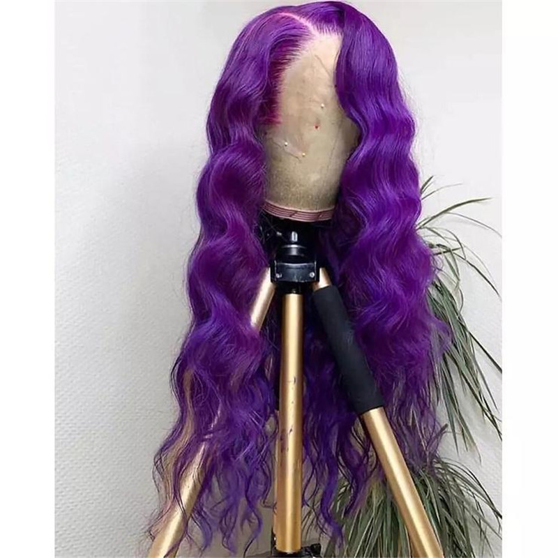 Peruvian Hair Lace Front Wig Body Wave Purple Color