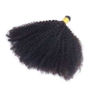 Afro Kinky Curly Doubl Drawn Mongolian Hair Extent I Tip - Image 6